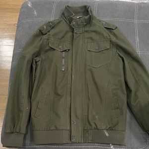 77 City Jackets & Coats Men's Olive Green Military Bomber Jacket